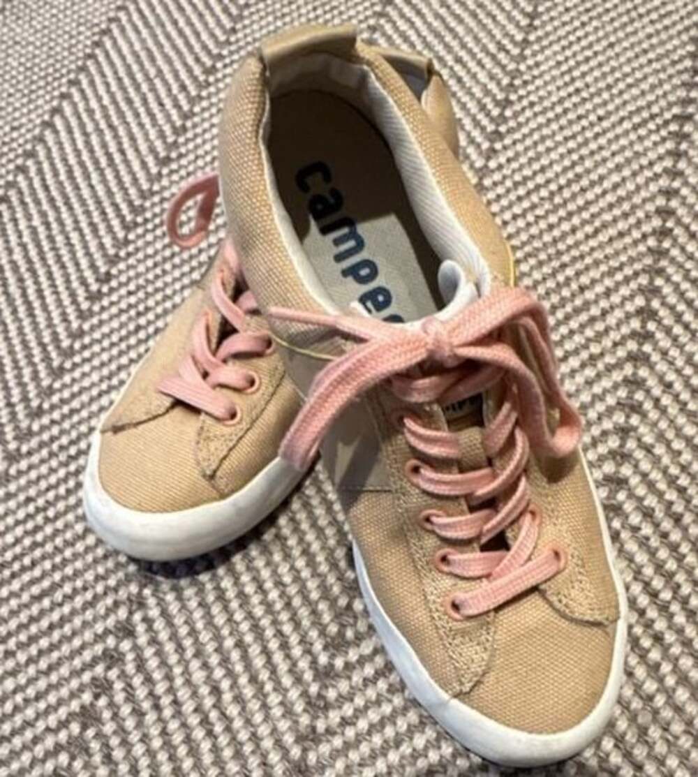 Camper Imar Women's Beige Canvas Sneakers with Pink Laces